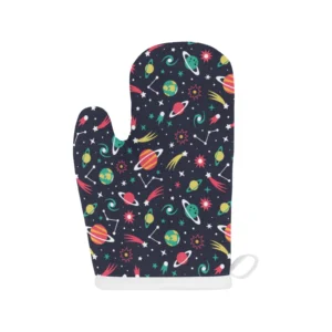 Colorful Space Pattern Planet Star Heat Resistant Oven Mitts Pot Holders Set