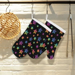 Colorful Star Pattern Heat Resistant Oven Mitts Pot Holders Set