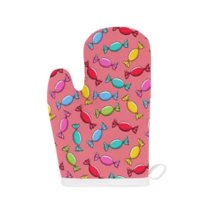 Colorful Wrapped Candy Pattern Heat Resistant Oven Mitts Pot Holders Set