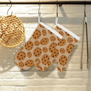 Cookie Pattern Heat Resistant Oven Mitts Pot Holders Set