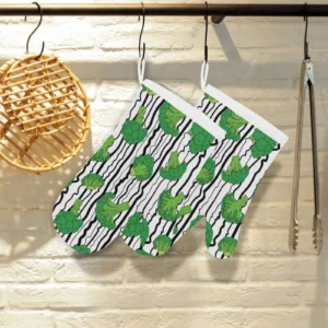 Cool Broccoli Pattern Heat Resistant Oven Mitts Pot Holders Set