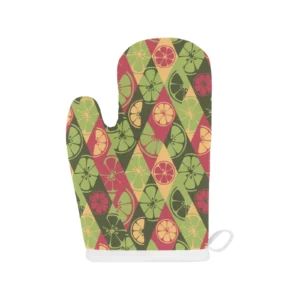 Cool Geometric Lime Pattern Heat Resistant Oven Mitts Pot Holders Set