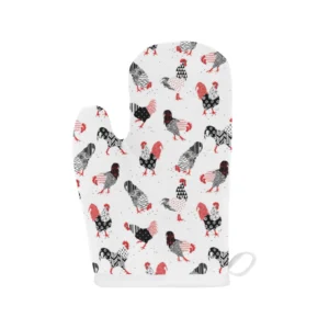 Cool Rooster Chicken Cock Floral Ornament Background Heat Resistant Oven Mitts Pot Holders Set