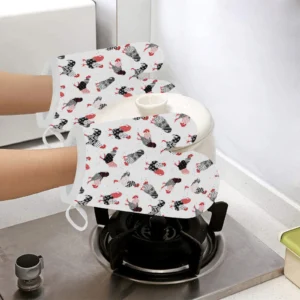 Cool Rooster Chicken Cock Floral Ornament Background Heat Resistant Oven Mitts Pot Holders Set