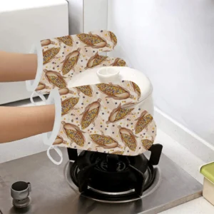 Corn Pattern Print Design 03 Heat Resistant Oven Mitts Pot Holders Set