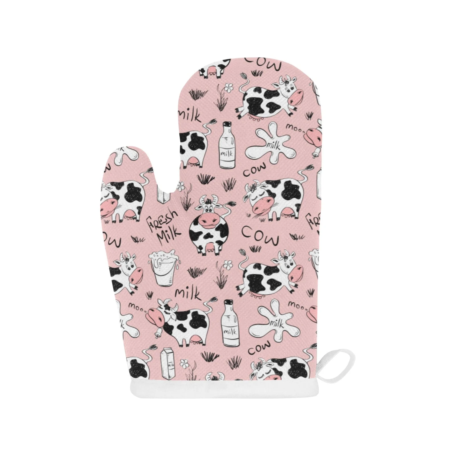 Cows Milk Product Pink Background Heat Resistant Oven Mitts Pot Holders Set Cows Milk Product Pink Background Heat Resistant Oven Mitts Pot Holders Set