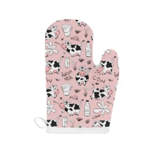 Cows Milk Product Pink Background Heat Resistant Oven Mitts Pot Holders Set