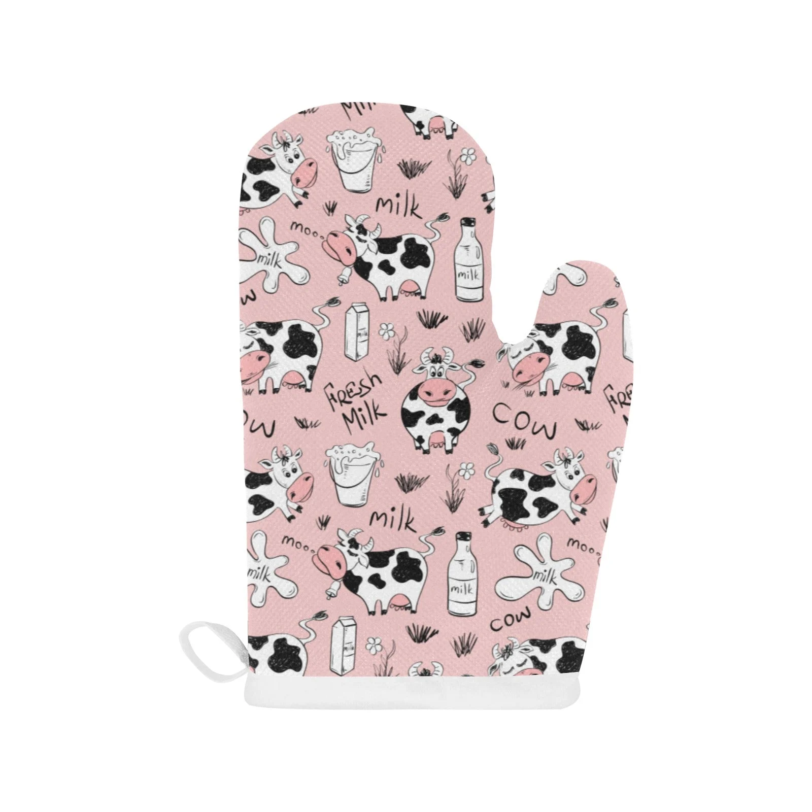 Cows Milk Product Pink Background Heat Resistant Oven Mitts Pot Holders Set Cows Milk Product Pink Background Heat Resistant Oven Mitts Pot Holders Set