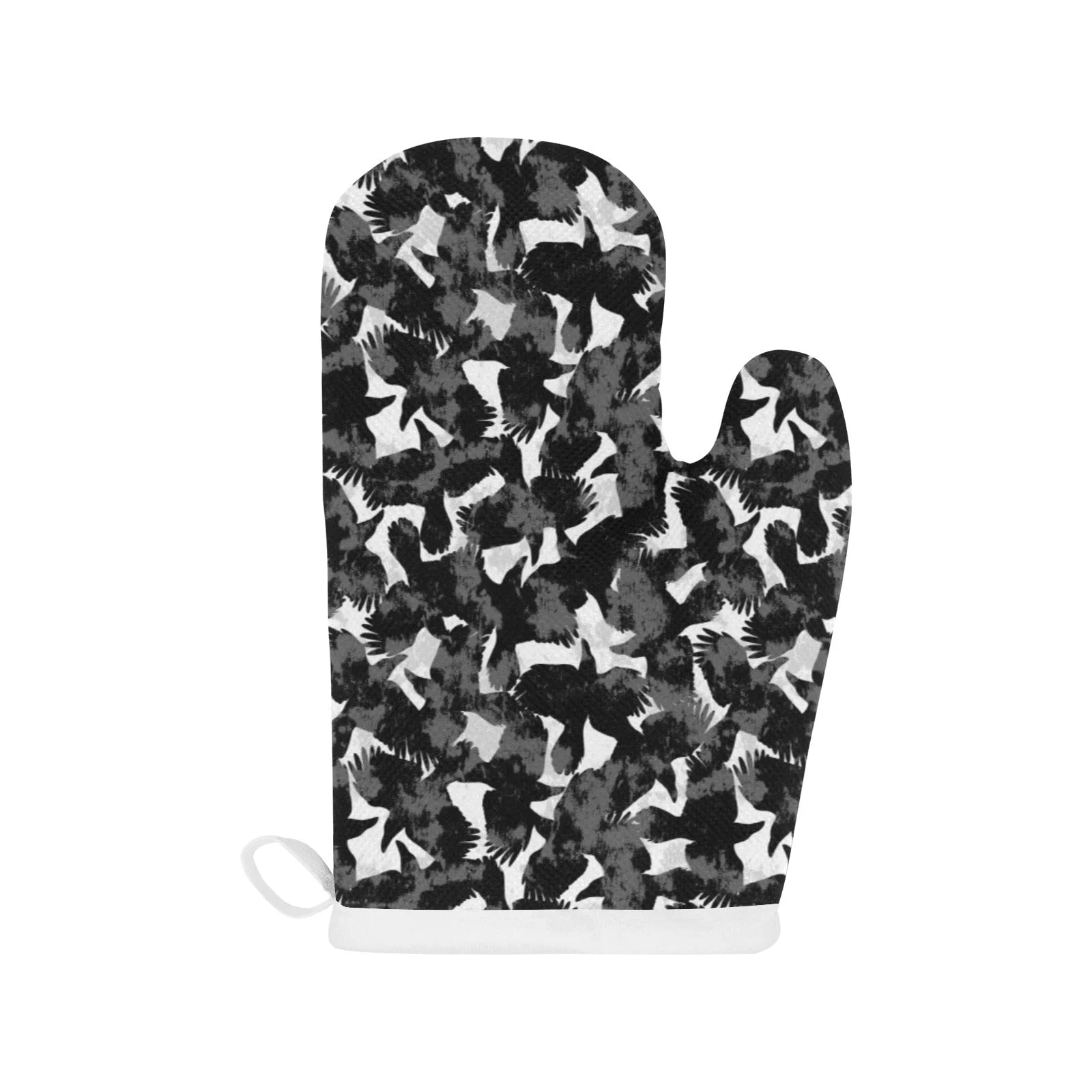 Crow Illustration Pattern Heat Resistant Oven Mitts Pot Holders Set Crow Illustration Pattern Heat Resistant Oven Mitts Pot Holders Set