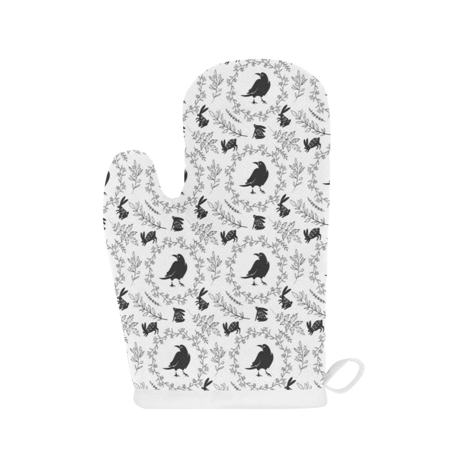Crows Floral Wreath Rabbit Pattern Heat Resistant Oven Mitts Pot Holders Set Crows Floral Wreath Rabbit Pattern Heat Resistant Oven Mitts Pot Holders Set
