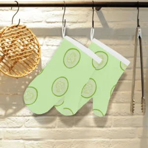 Cucumber Pattern Heat Resistant Oven Mitts Pot Holders Set
