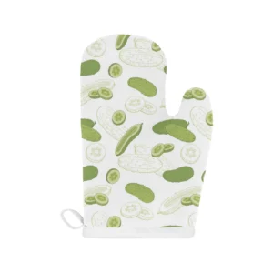 Cucumber Sketch Pattern Heat Resistant Oven Mitts Pot Holders Set