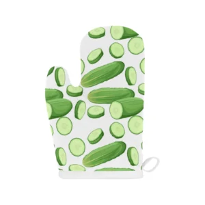 Cucumber Whole Slices Pattern Heat Resistant Oven Mitts Pot Holders Set