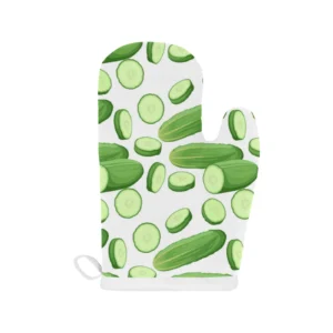 Cucumber Whole Slices Pattern Heat Resistant Oven Mitts Pot Holders Set