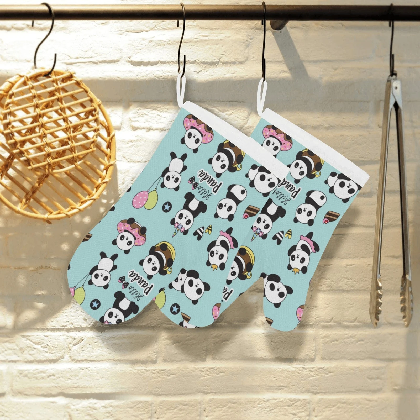 Cute Baby Panda Pattern Heat Resistant Oven Mitts Pot Holders Set Cute Baby Panda Pattern Heat Resistant Oven Mitts Pot Holders Set