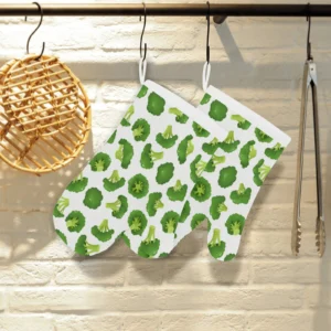 Cute Broccoli Pattern Heat Resistant Oven Mitts Pot Holders Set