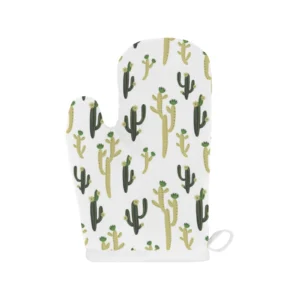 Cute Cactus Pattern Heat Resistant Oven Mitts Pot Holders Set