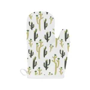 Cute Cactus Pattern Heat Resistant Oven Mitts Pot Holders Set