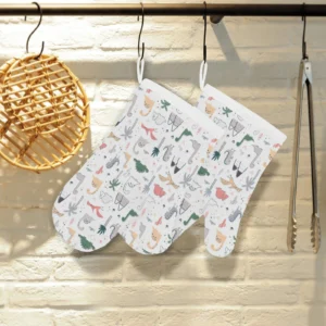 Cute Cartoon Dinosaurs Tree Pattern Heat Resistant Oven Mitts Pot Holders Set