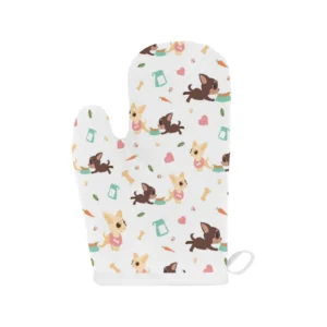 Cute Chihuahua Puppies Pattern Heat Resistant Oven Mitts Pot Holders Set
