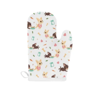Cute Chihuahua Puppies Pattern Heat Resistant Oven Mitts Pot Holders Set