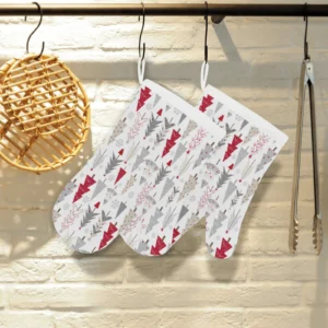 Cute Christmas Tree Pattern Heat Resistant Oven Mitts Pot Holders Set