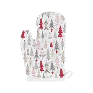 Cute Christmas Tree Pattern Heat Resistant Oven Mitts Pot Holders Set