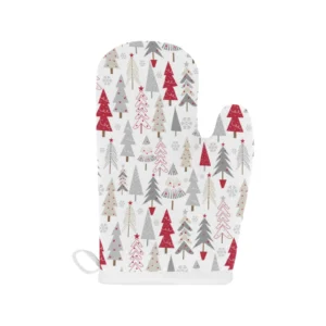 Cute Christmas Tree Pattern Heat Resistant Oven Mitts Pot Holders Set