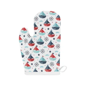 Cute Color Paper Sailboat Pattern Heat Resistant Oven Mitts Pot Holders Set
