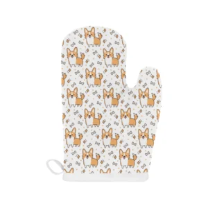 Cute Corgi Heart Star Bone Pattern Heat Resistant Oven Mitts Pot Holders Set