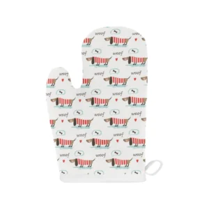 Cute Dachshund Bone Pattern Heat Resistant Oven Mitts Pot Holders Set