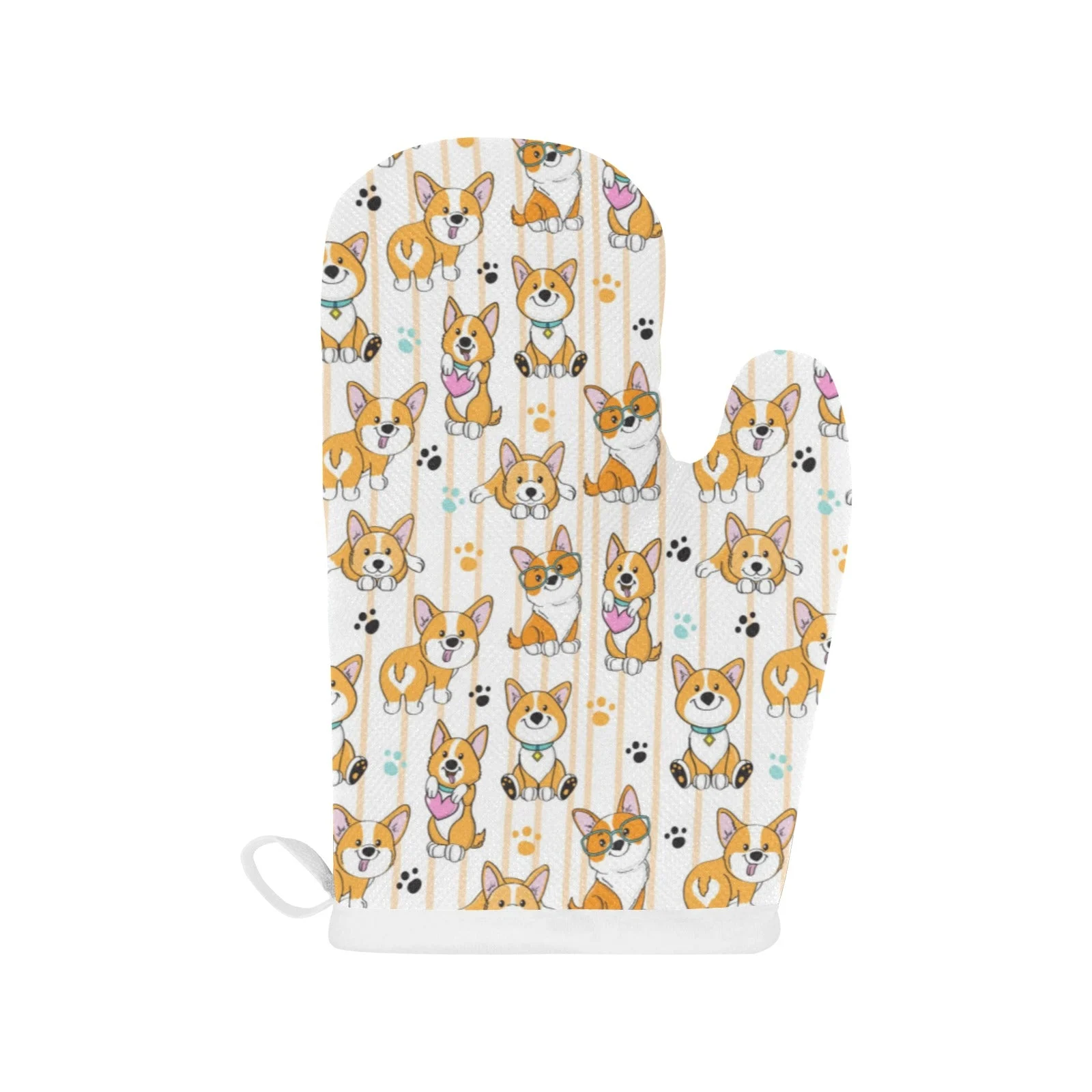 Cute Dog Corgi Striped Background Pattern Heat Resistant Oven Mitts Pot Holders Set Cute Dog Corgi Striped Background Pattern Heat Resistant Oven Mitts Pot Holders Set