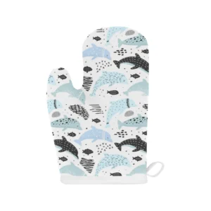 Cute Dolphins Childish Style Pattern Heat Resistant Oven Mitts Pot Holders Set