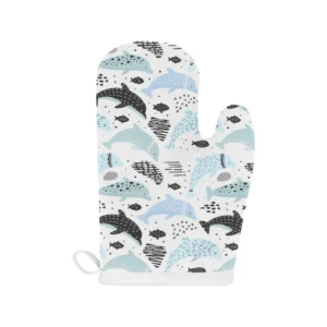 Cute Dolphins Childish Style Pattern Heat Resistant Oven Mitts Pot Holders Set