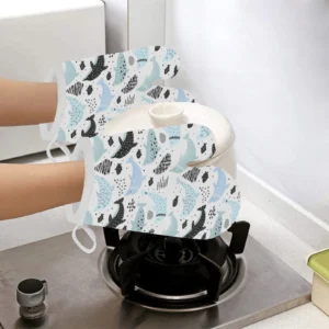 Cute Dolphins Childish Style Pattern Heat Resistant Oven Mitts Pot Holders Set