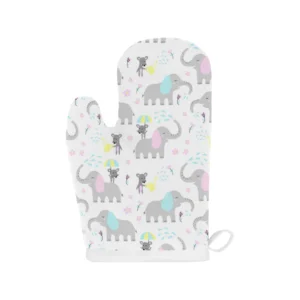 Cute Elephant Mouse Pattern Heat Resistant Oven Mitts Pot Holders Set