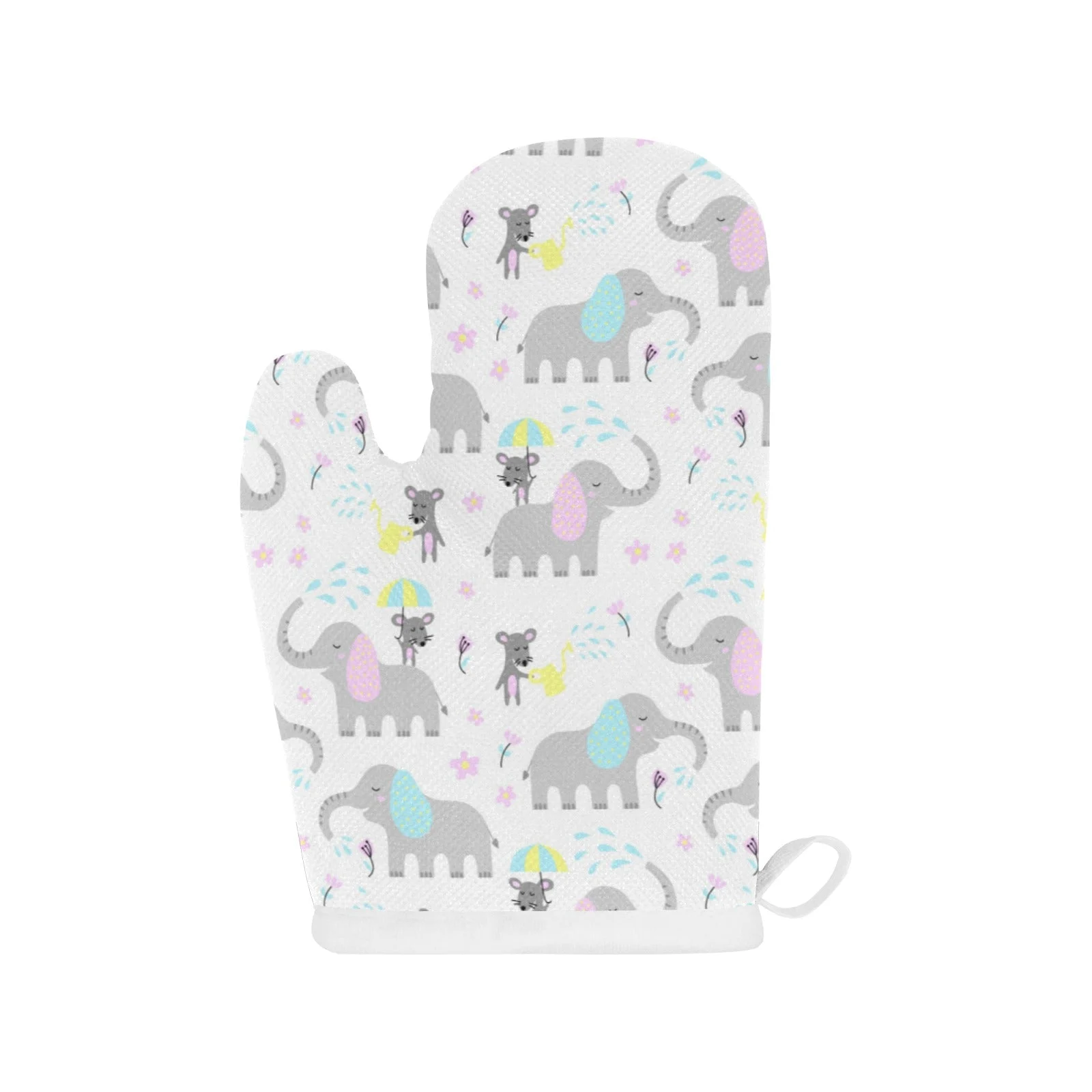Cute Elephant Mouse Pattern Heat Resistant Oven Mitts Pot Holders Set Cute Elephant Mouse Pattern Heat Resistant Oven Mitts Pot Holders Set