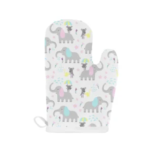 Cute Elephant Mouse Pattern Heat Resistant Oven Mitts Pot Holders Set