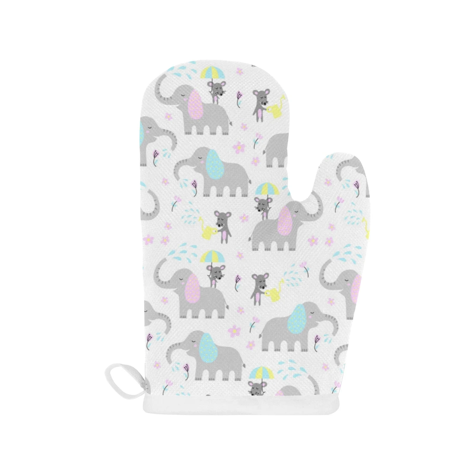 Cute Elephant Mouse Pattern Heat Resistant Oven Mitts Pot Holders Set Cute Elephant Mouse Pattern Heat Resistant Oven Mitts Pot Holders Set