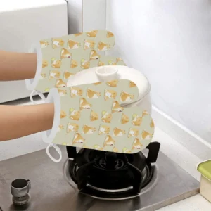 Cute Fat Shiba Inu Dog Pattern Heat Resistant Oven Mitts Pot Holders Set