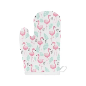 Cute Flamingo Pattern Heat Resistant Oven Mitts Pot Holders Set