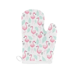 Cute Flamingo Pattern Heat Resistant Oven Mitts Pot Holders Set