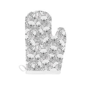 Cute French Bulldog Head Pattern Heat Resistant Oven Mitts Pot Holders Set