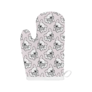 Cute French Bulldog Pattern Heat Resistant Oven Mitts Pot Holders Set