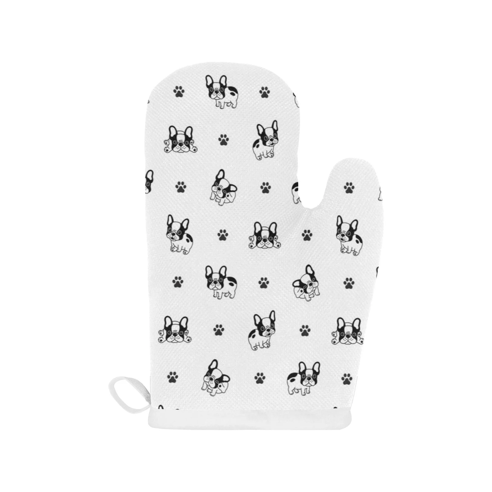 Cute French Bulldog Paw Pattern Heat Resistant Oven Mitts Pot Holders Set Cute French Bulldog Paw Pattern Heat Resistant Oven Mitts Pot Holders Set