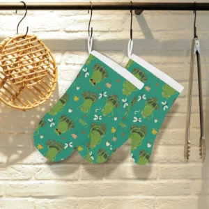 Cute Frog Dragonfly Design Pattern Heat Resistant Oven Mitts Pot Holders Set