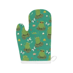 Cute Frog Dragonfly Design Pattern Heat Resistant Oven Mitts Pot Holders Set