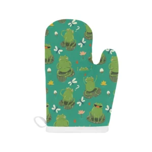 Cute Frog Dragonfly Design Pattern Heat Resistant Oven Mitts Pot Holders Set