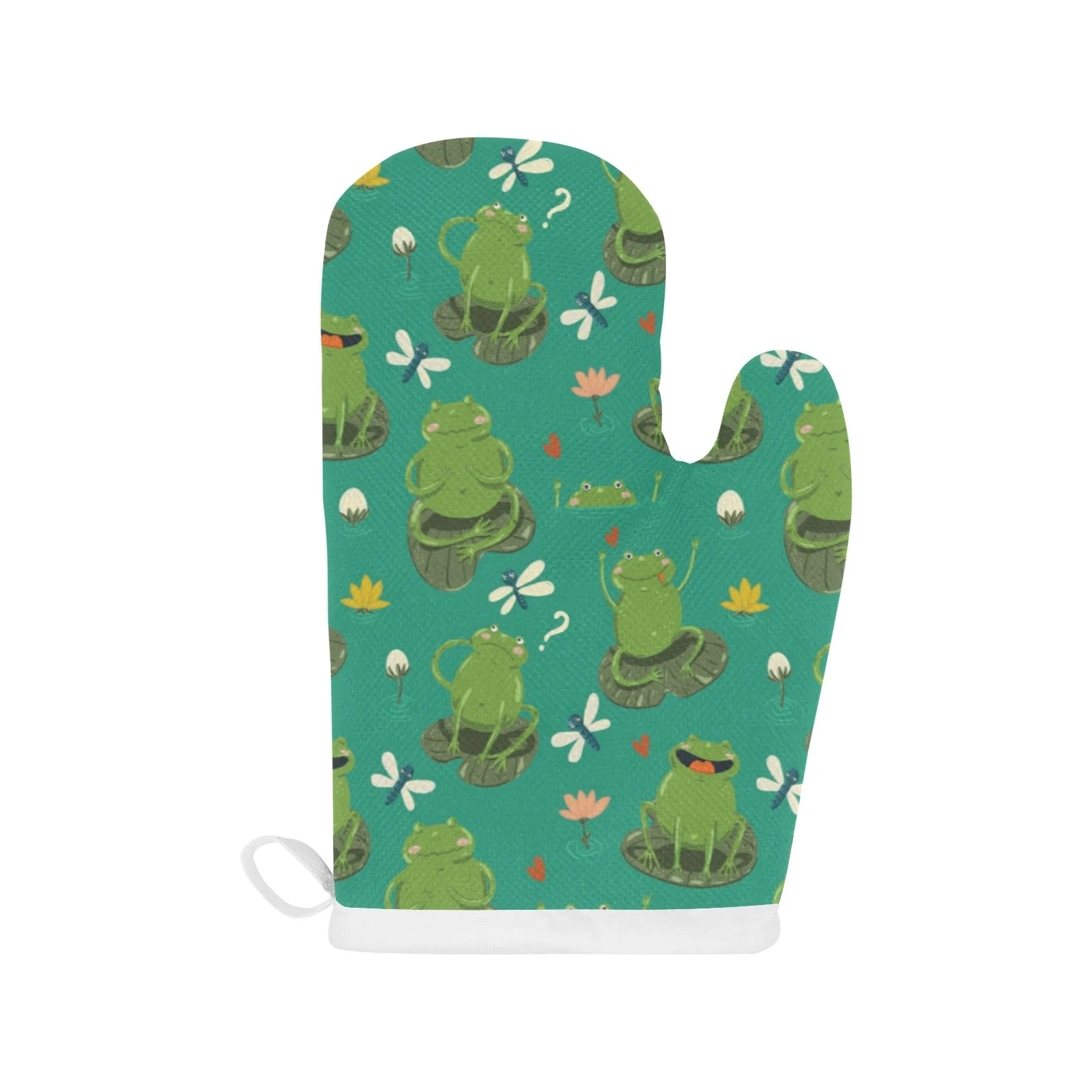 Cute Frog Dragonfly Design Pattern Heat Resistant Oven Mitts Pot Holders Set Cute Frog Dragonfly Design Pattern Heat Resistant Oven Mitts Pot Holders Set