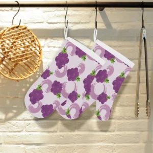 Cute Grape Pattern Heat Resistant Oven Mitts Pot Holders Set